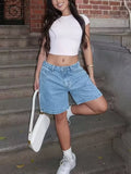 High Waist Relaxed Fit Denim Shorts by Trendsi