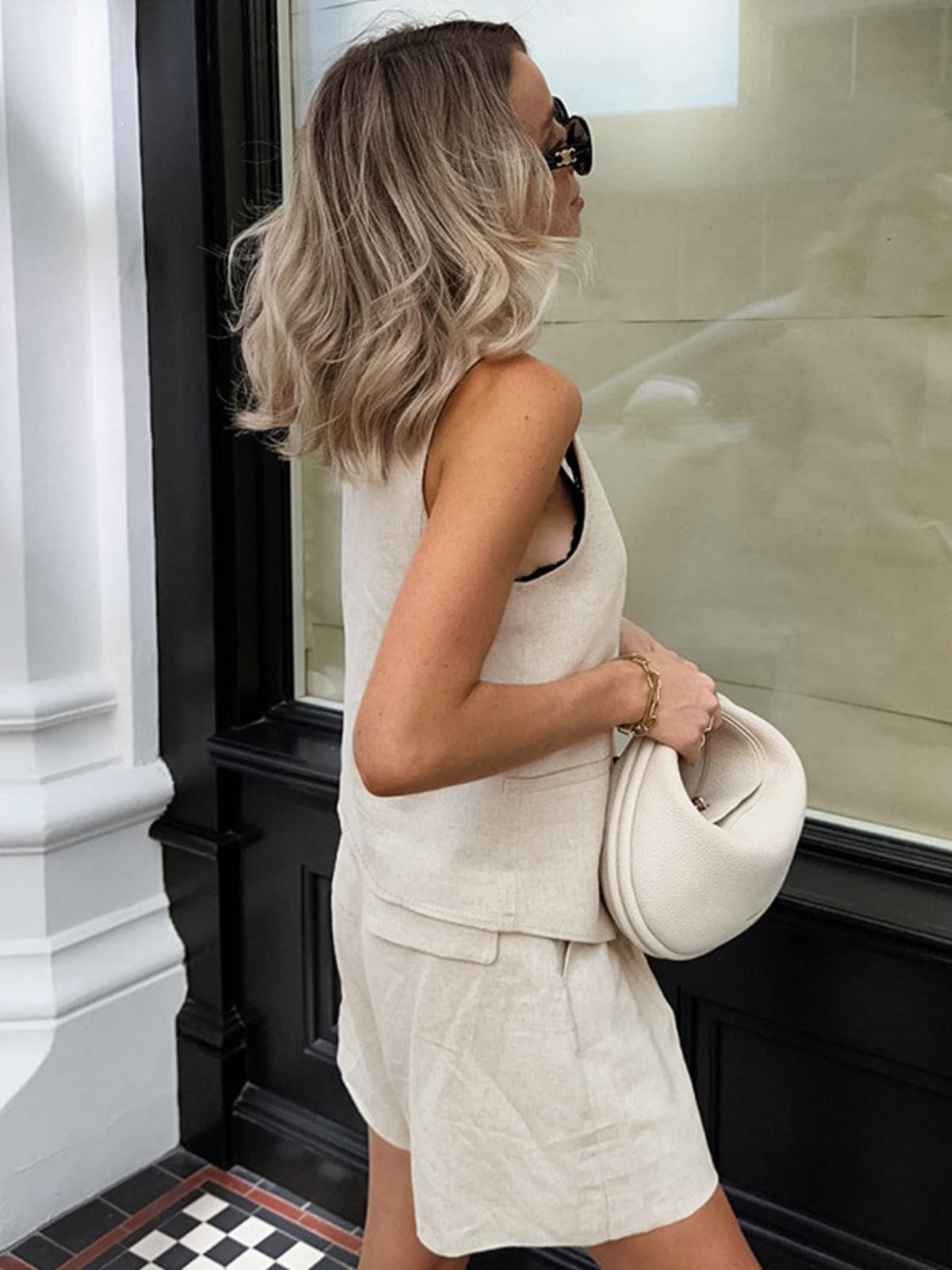 Button Up Vest and Shorts Set by Trendsi