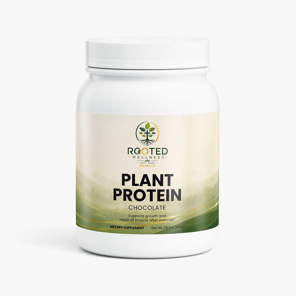 Plant Protein Powder – Chocolate | Dairy-Free, Soy-Free, 21g Protein by Rooted Wellness