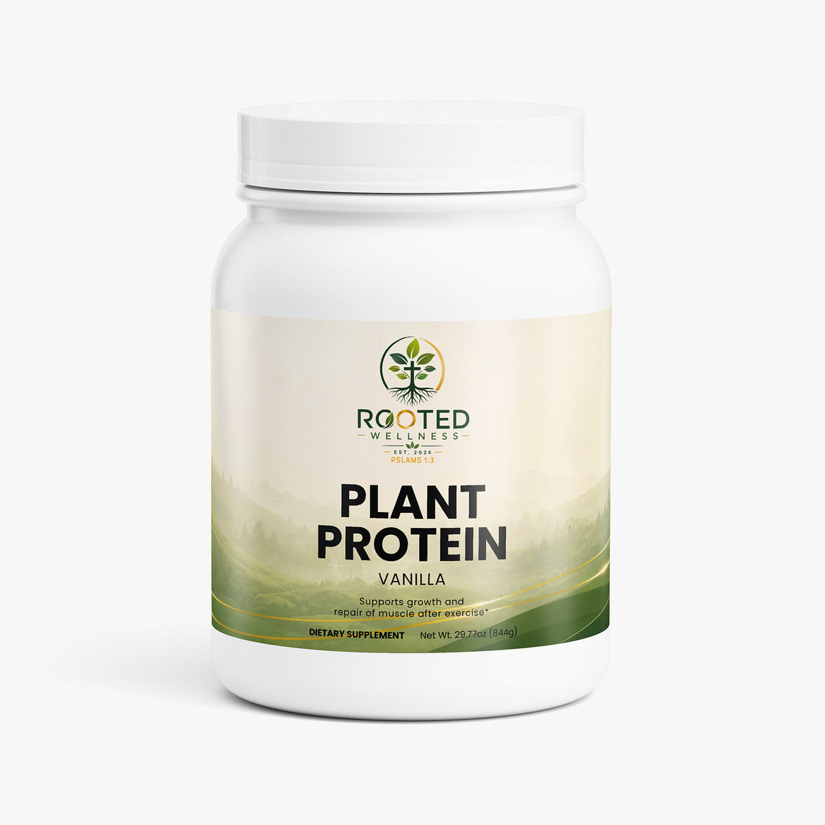 Plant Protein Powder – Vanilla | Dairy-Free, Gluten-Free, 20g Protein by Rooted Wellness