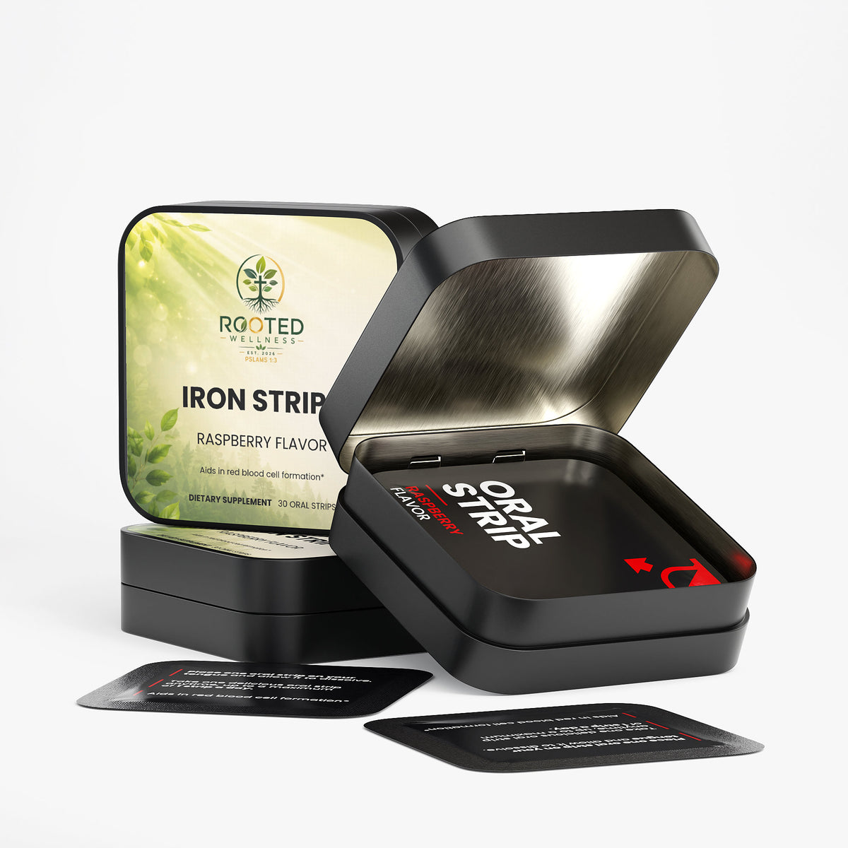 Iron + Folate Oral Strips – Raspberry | Supports Energy & Red Blood Cells by Rooted Wellness