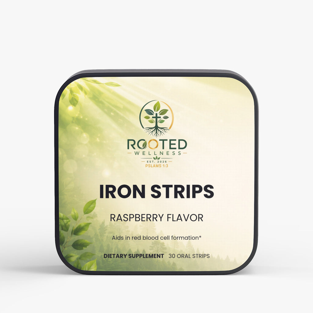 Iron + Folate Oral Strips – Raspberry | Supports Energy & Red Blood Cells by Rooted Wellness