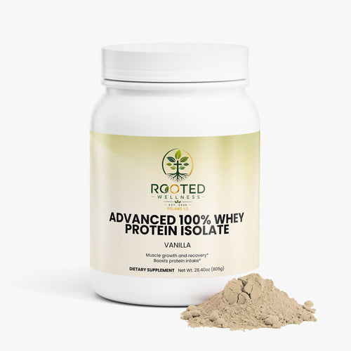 Advanced Whey Protein Isolate – Vanilla | MCT Oil, 22g Protein Per Serving by Rooted Wellness