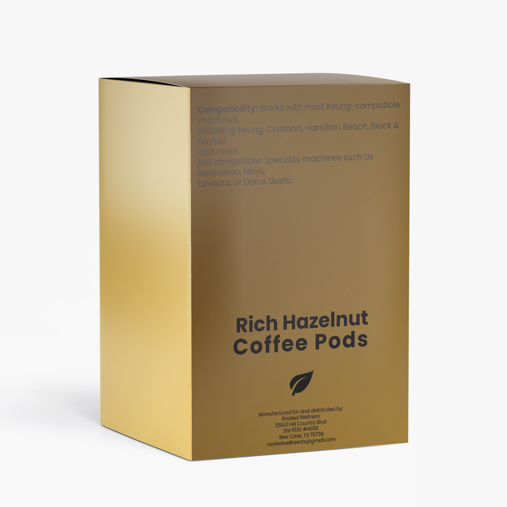 Rich Hazelnut Coffee Pods (Medium Roast) by Rooted Wellness