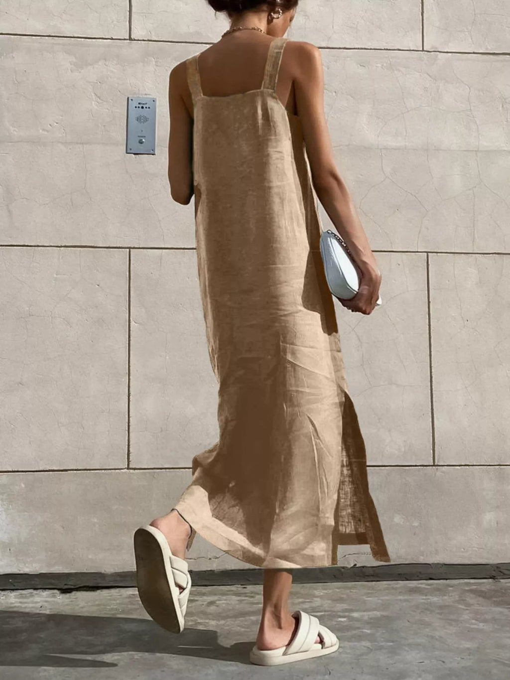 Side Slit Sleeveless Midi Dress by Trendsi