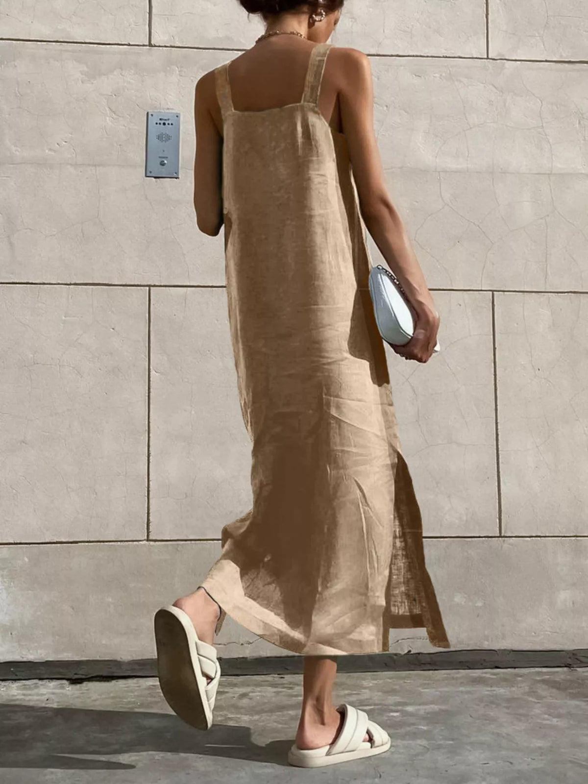 Side Slit Sleeveless Midi Dress by Trendsi