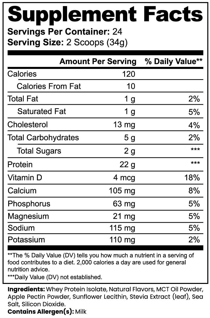 Advanced Whey Protein Isolate – Vanilla | MCT Oil, 22g Protein Per Serving by Rooted Wellness