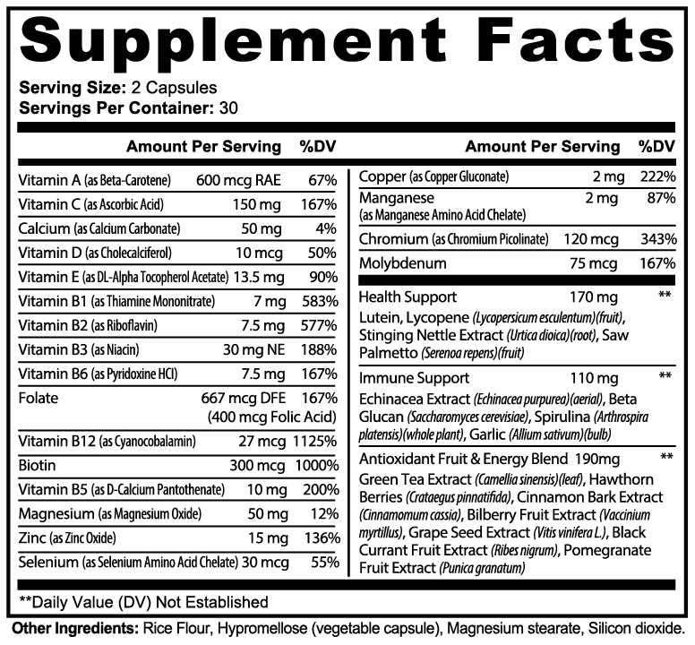 Complete Daily Multivitamin | B-Complex, Antioxidants & Immune Support by Rooted Wellness