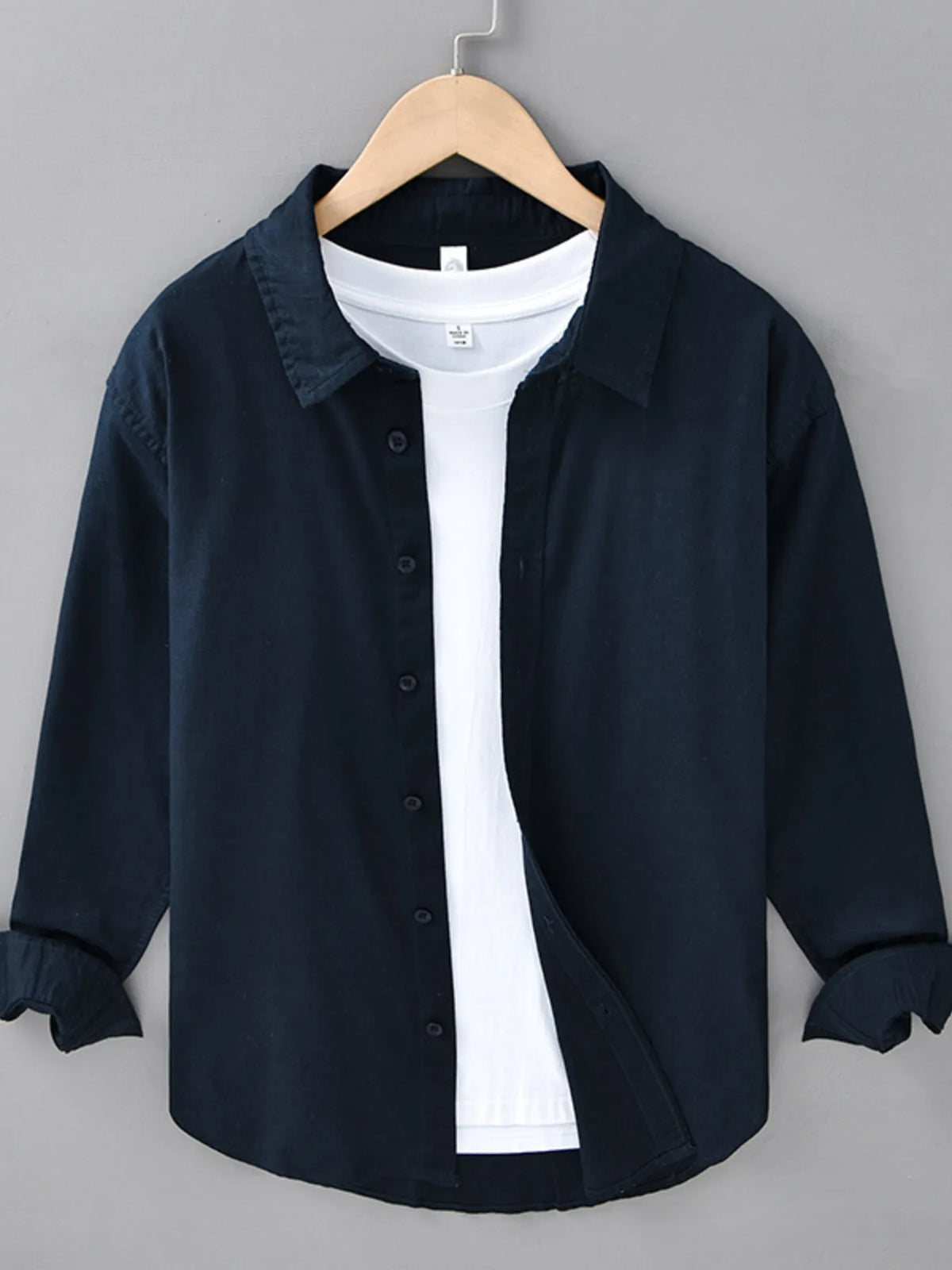 Men's Plus Size Button Up Long Sleeve Shirt by Trendsi