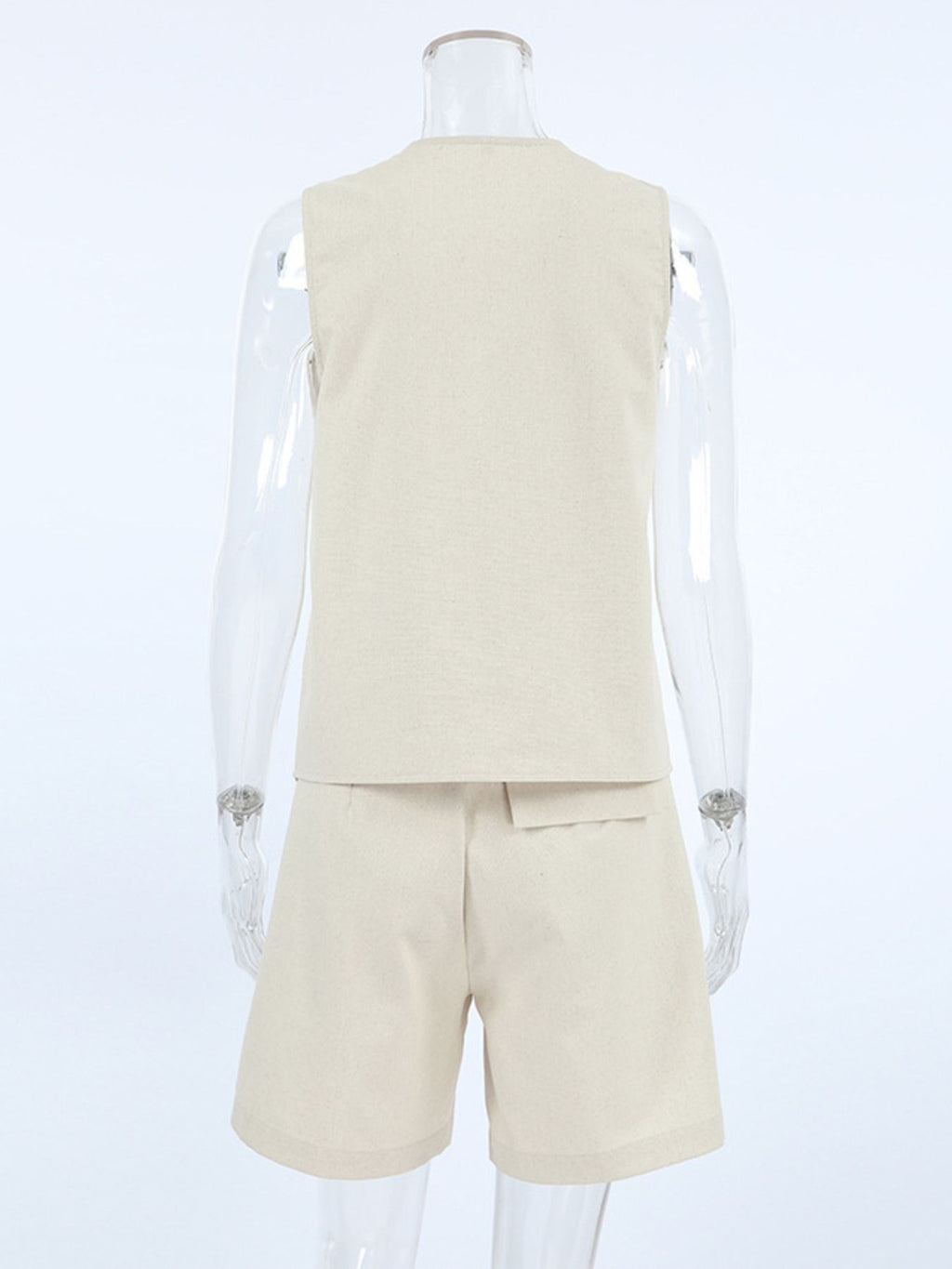 Button Up Vest and Shorts Set by Trendsi