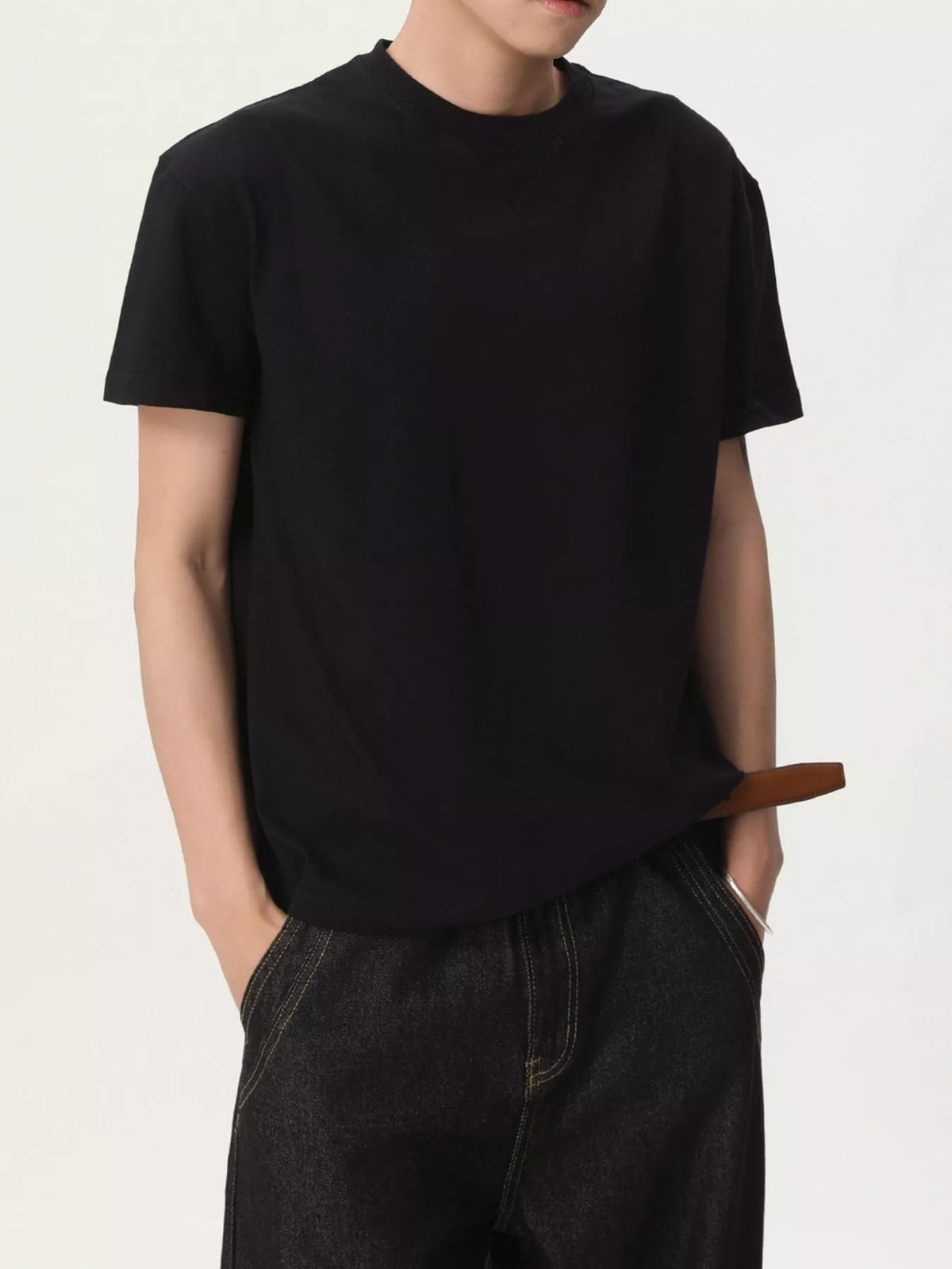 Men's Round Neck Short Sleeve Tee by Trendsi