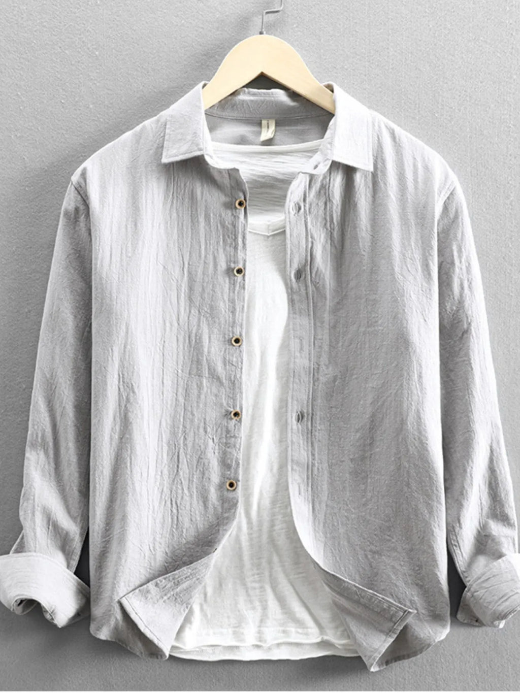 Men's Plus Size Button-Up Long Sleeve Shirt by Trendsi