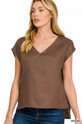 Zenana Linen V-Neck Sleeveless Top by Trendsi