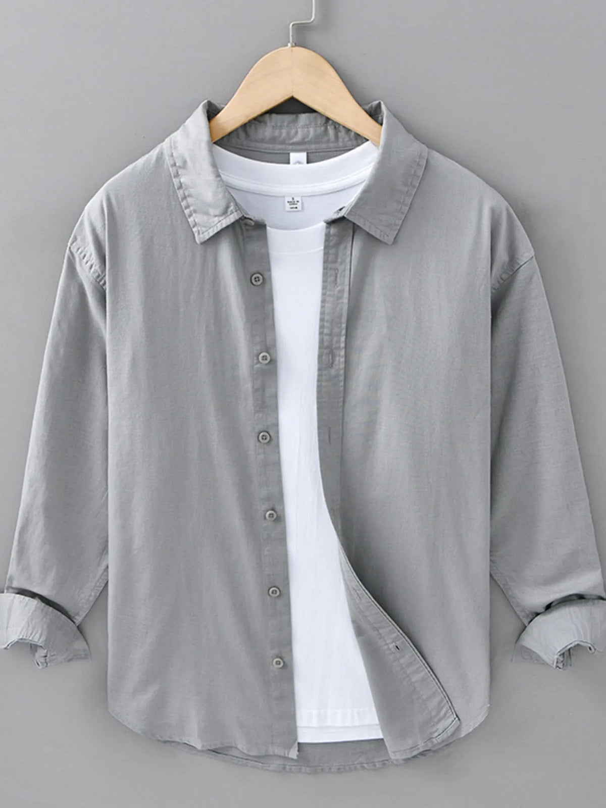 Men's Plus Size Button Up Long Sleeve Shirt by Trendsi