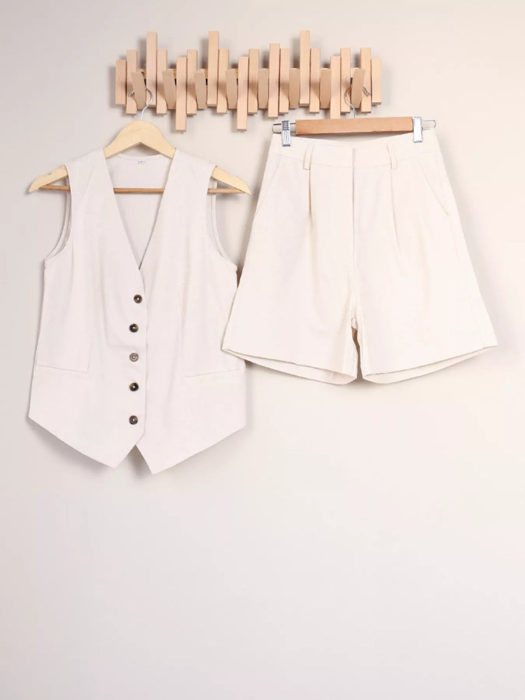 Button Up Vest and Shorts Two-Piece Set by Trendsi