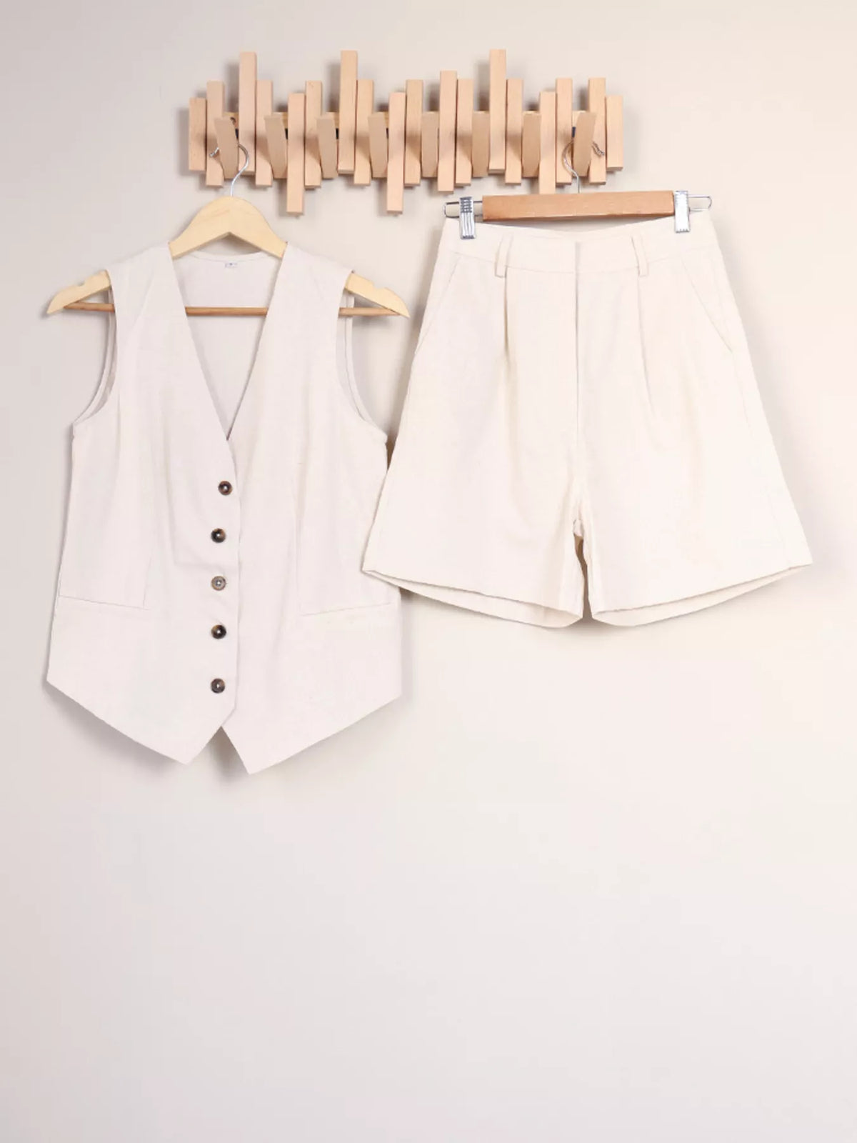 Button Up Vest and Shorts Two-Piece Set by Trendsi