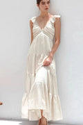 Ruffled V-Neck Tiered Dress by Trendsi