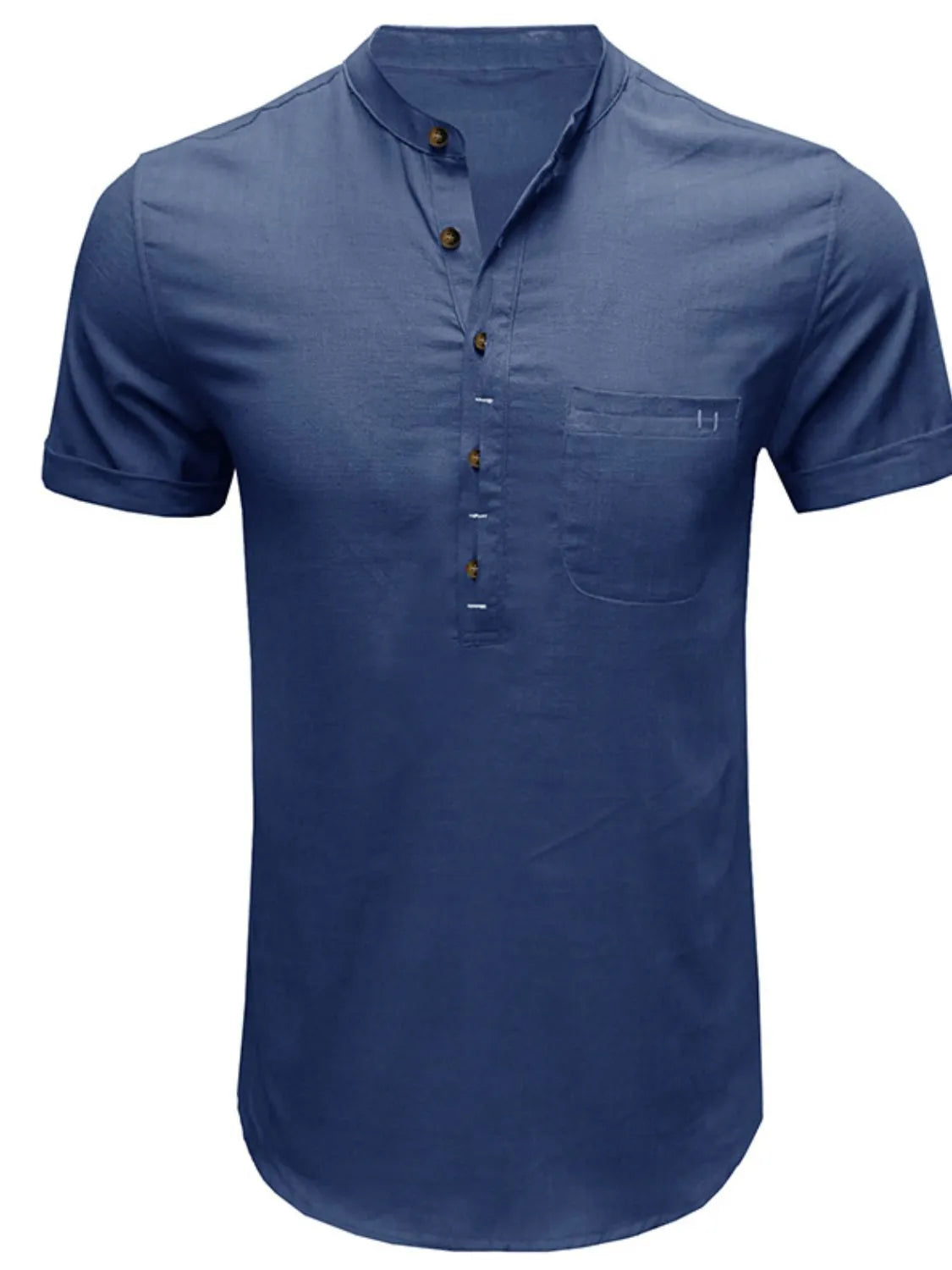 Men's Button Detail Short Sleeve Polo by Trendsi