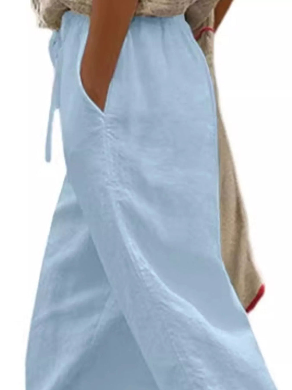 Casual Linen Drawstring Cropped Pants by Trendsi