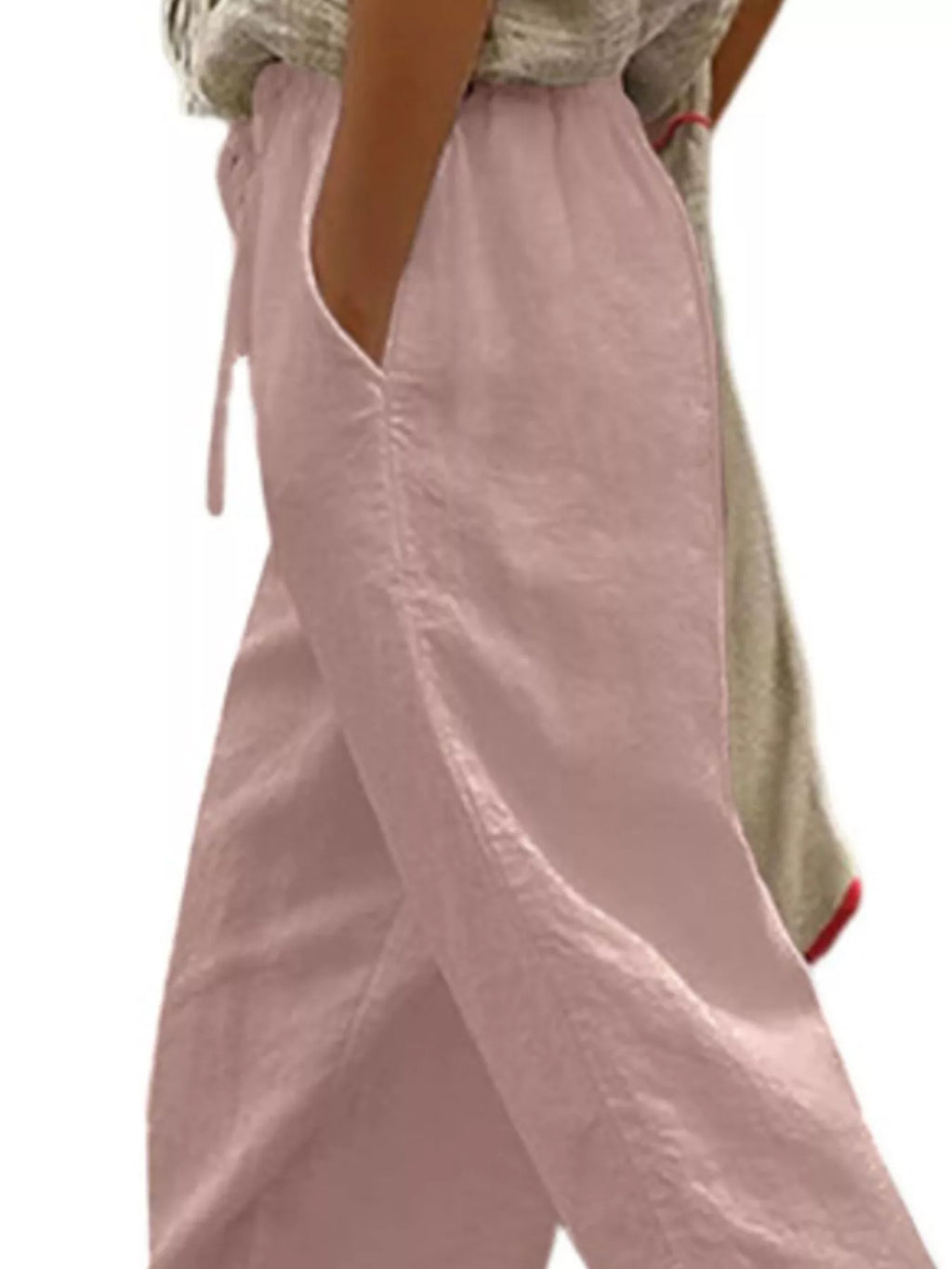 Casual Linen Drawstring Cropped Pants by Trendsi