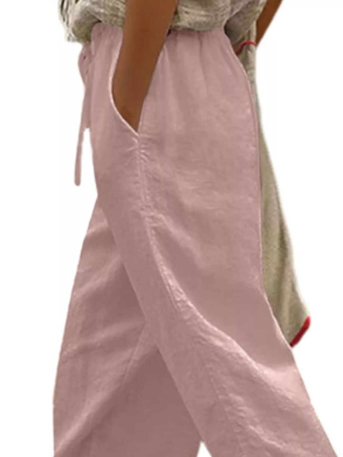 Casual Linen Drawstring Cropped Pants by Trendsi
