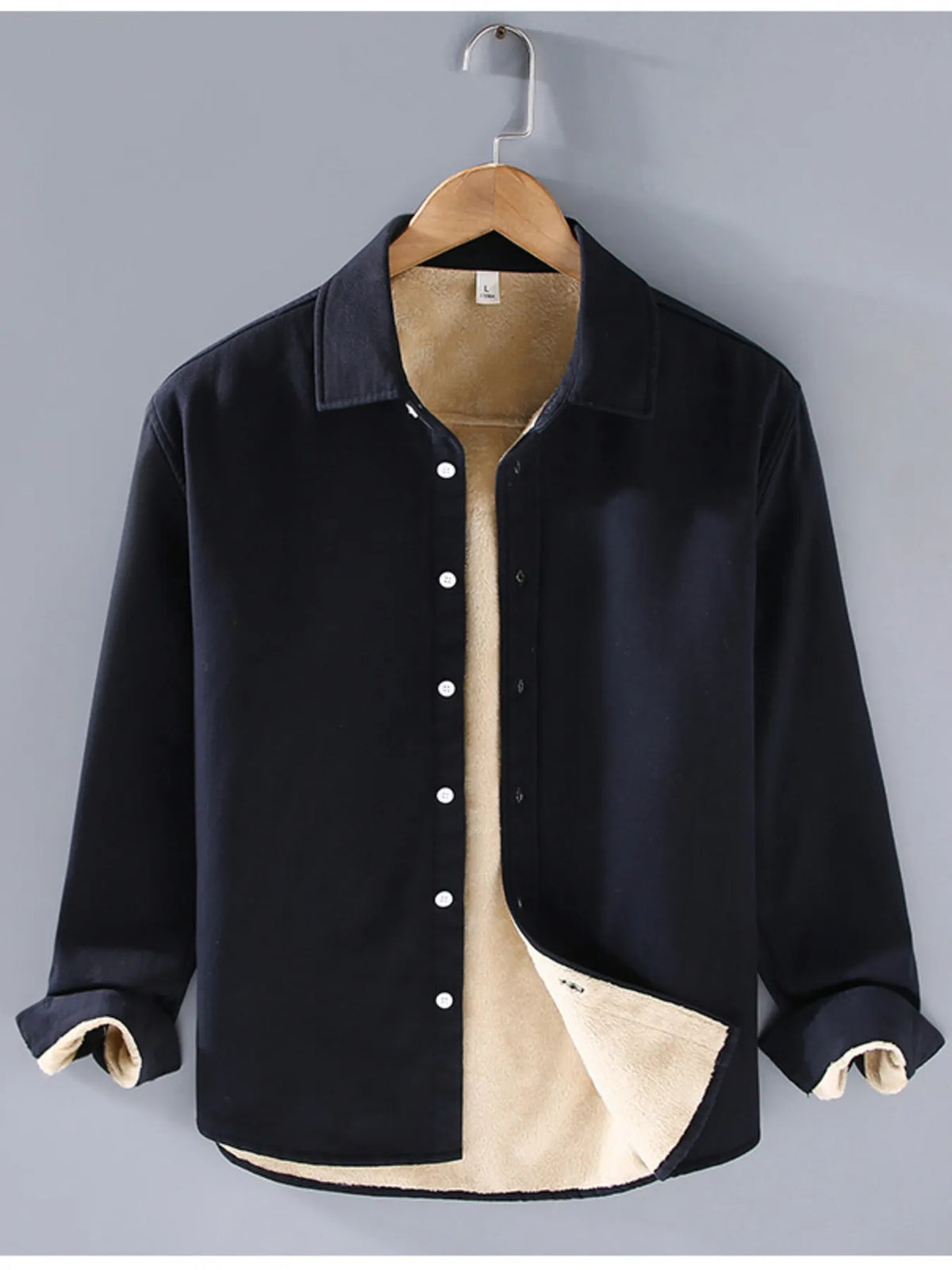 Men's Plus Size Button Up Long Sleeve Shirt by Trendsi