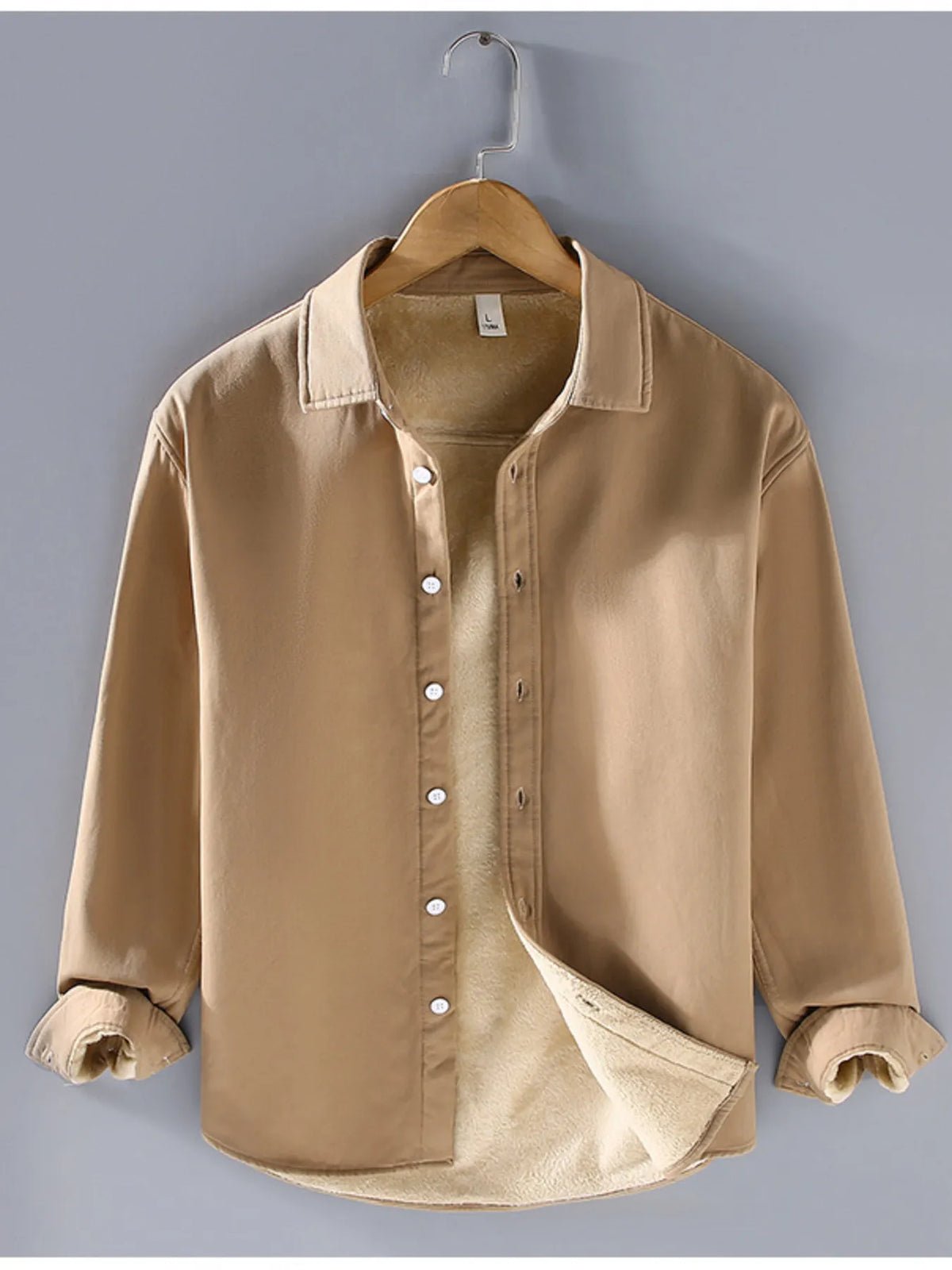 Men's Plus Size Button Up Long Sleeve Shirt by Trendsi
