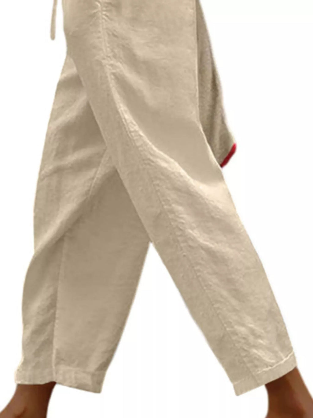 Casual Linen Drawstring Cropped Pants by Trendsi