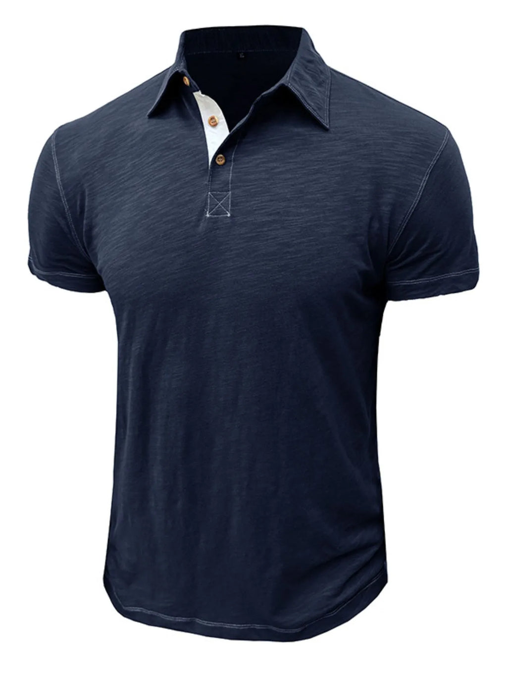 Men's Classic Heathered Polo Shirt with Contrast Buttons by Trendsi