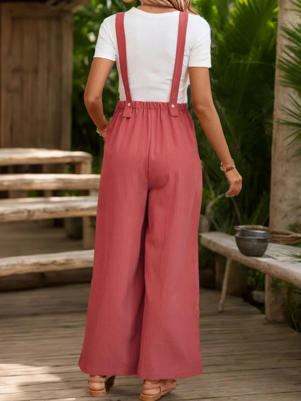 Perfee Square Neck Wide Strap Overalls by Trendsi