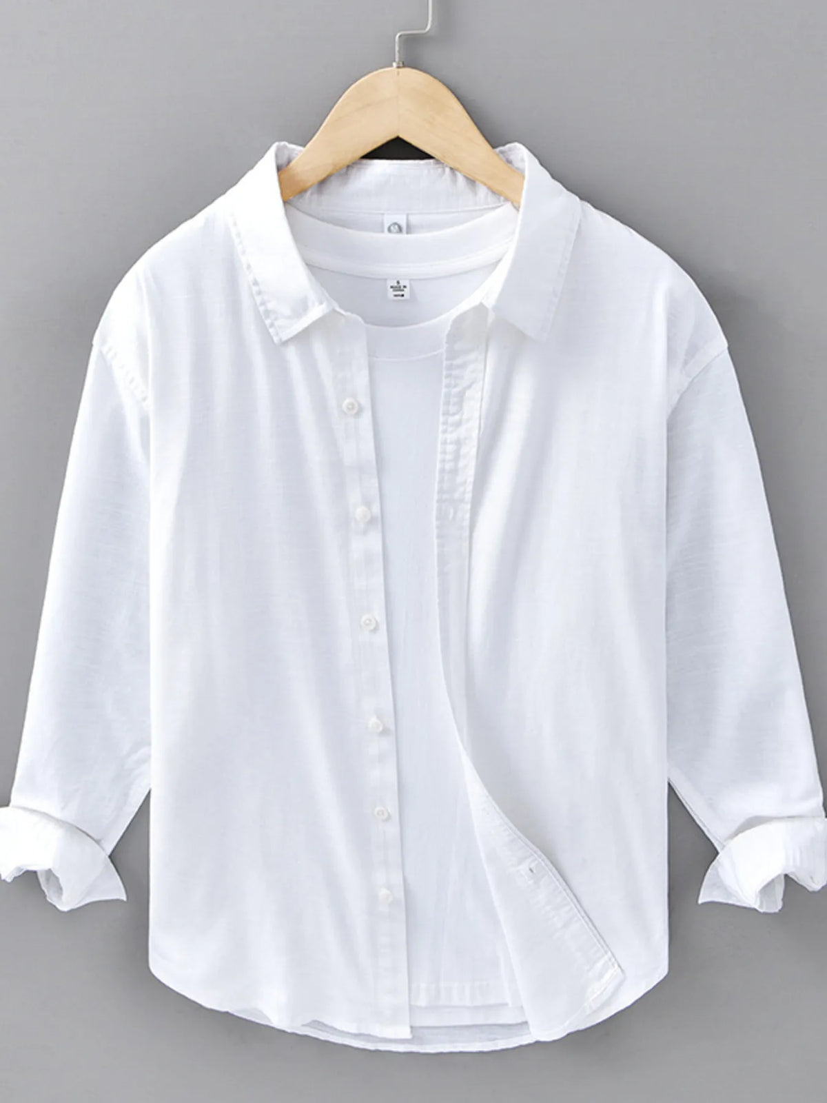 Men's Plus Size Button Up Long Sleeve Shirt by Trendsi