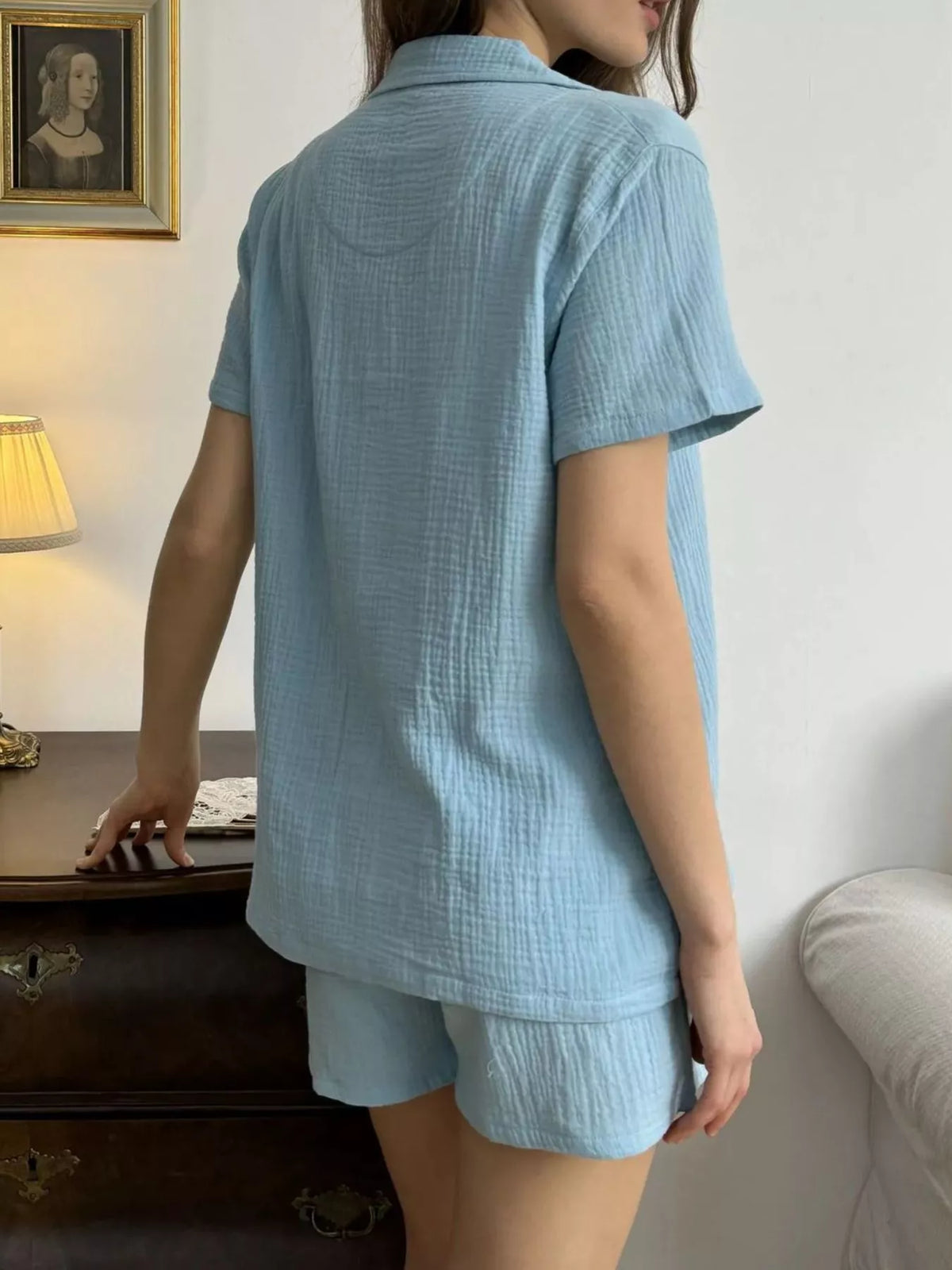Button Up Short Sleeve Shirt and Shorts Set by Trendsi