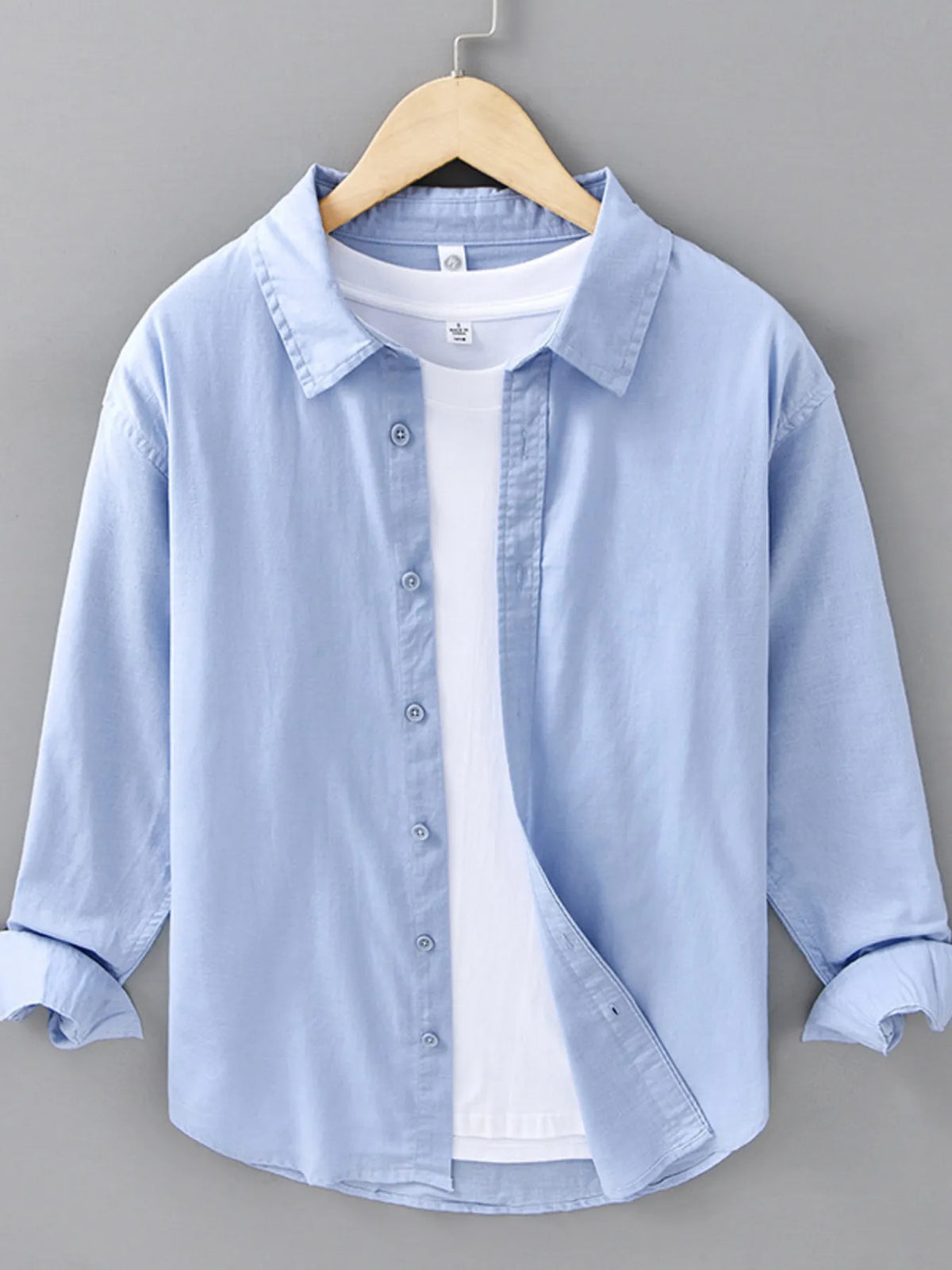 Men's Plus Size Button Up Long Sleeve Shirt by Trendsi