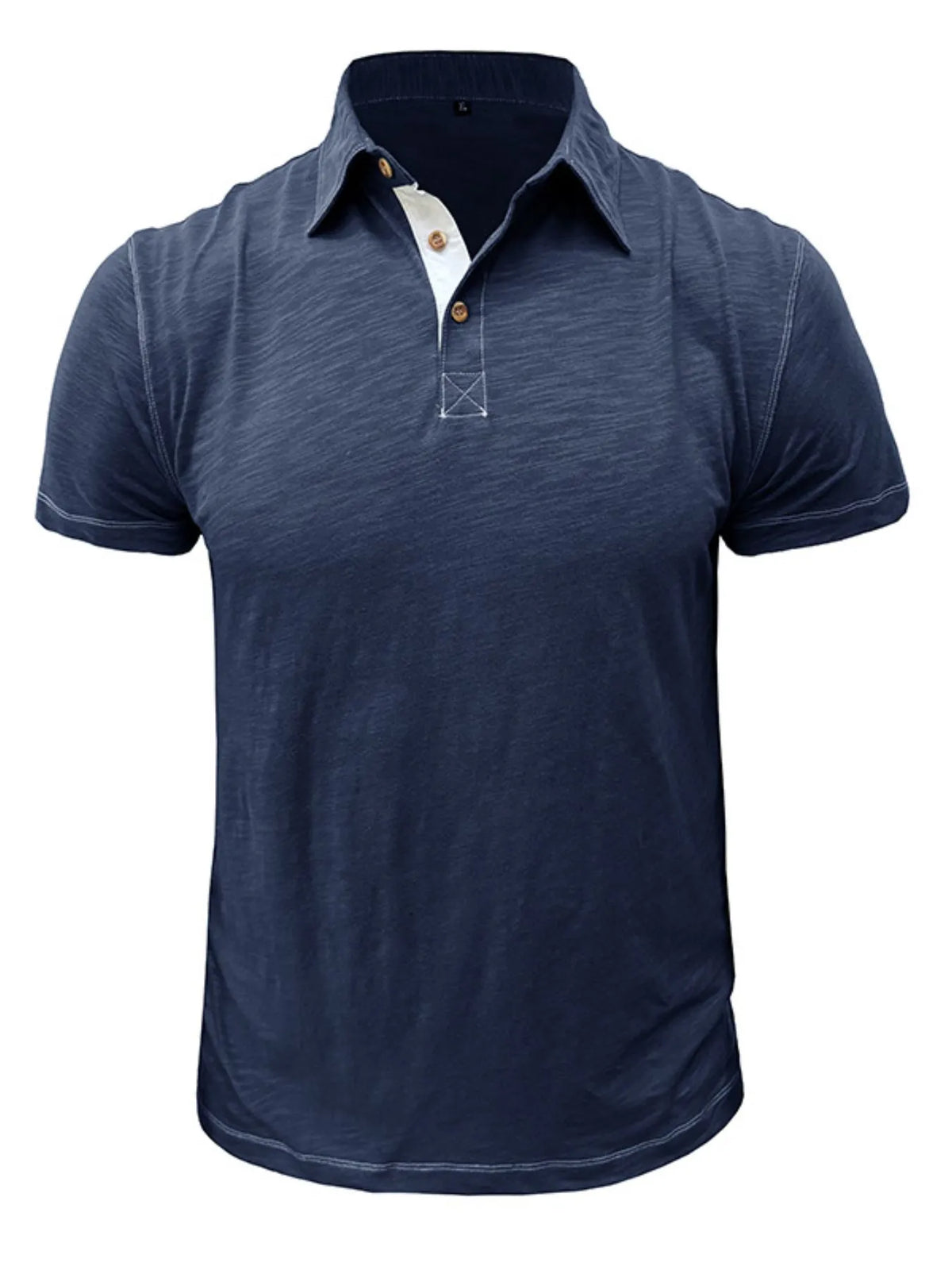 Men's Classic Heathered Polo Shirt with Contrast Buttons by Trendsi