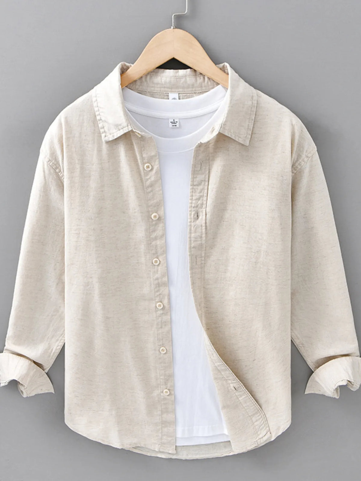 Men's Plus Size Button Up Long Sleeve Shirt by Trendsi