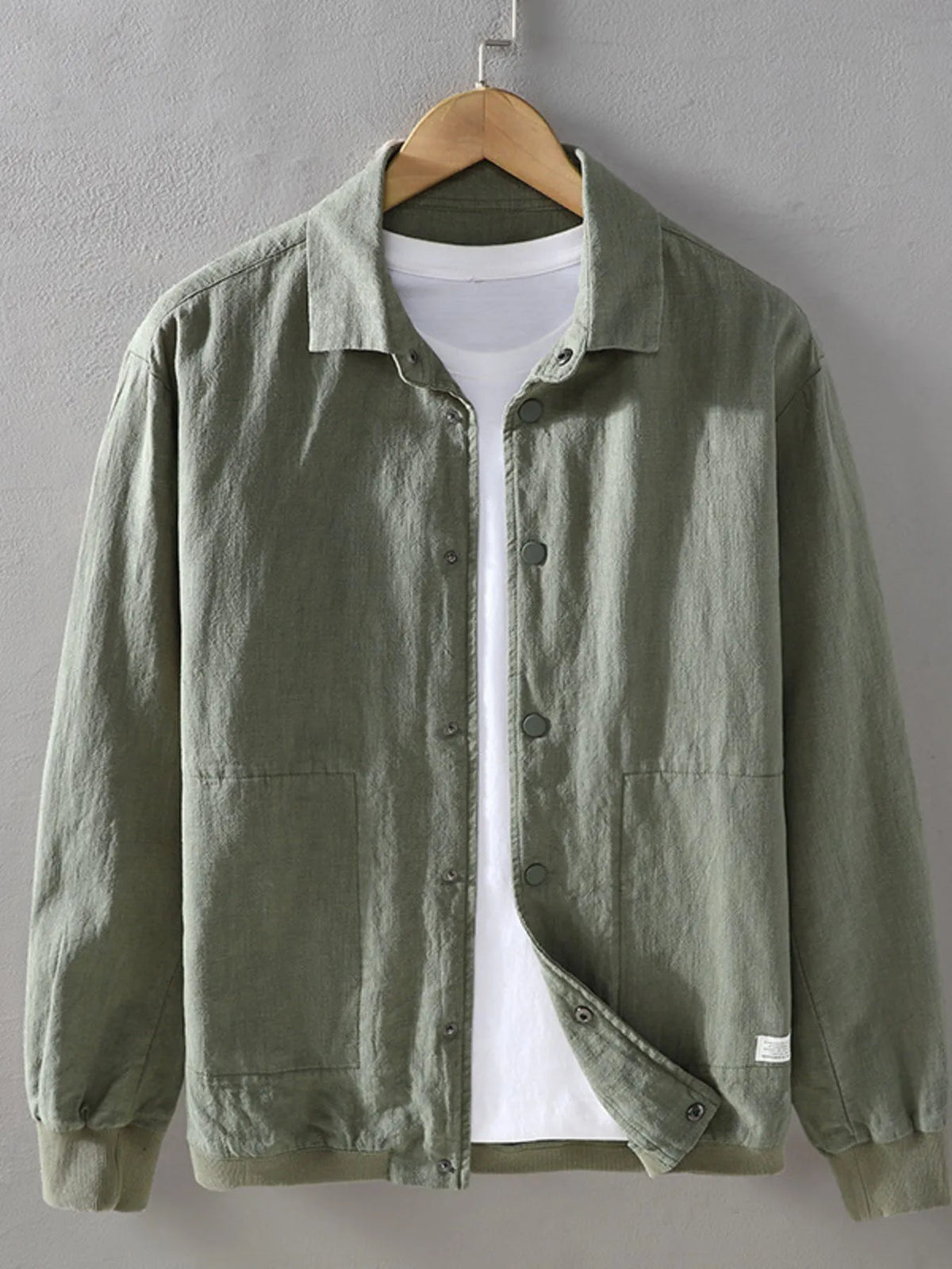 Men's Plus Size Button Up Long Sleeve Shacket by Trendsi