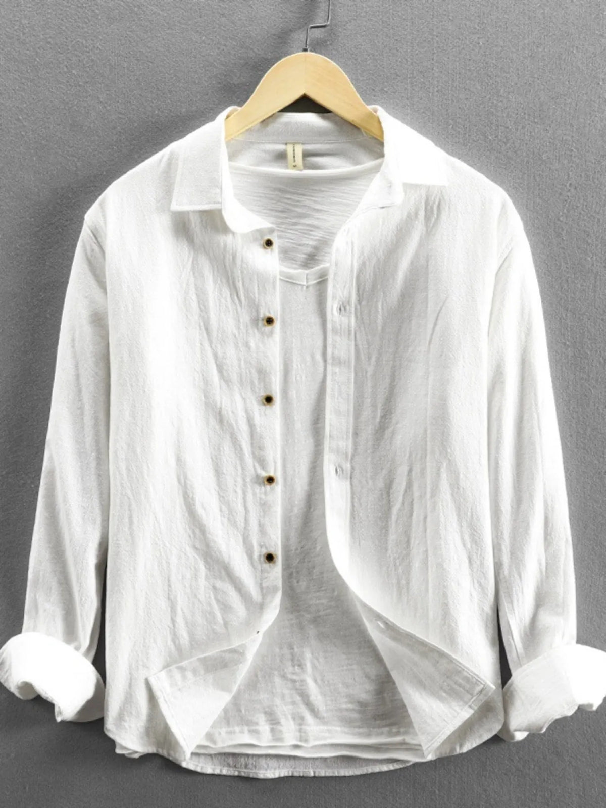 Men's Plus Size Button-Up Long Sleeve Shirt by Trendsi