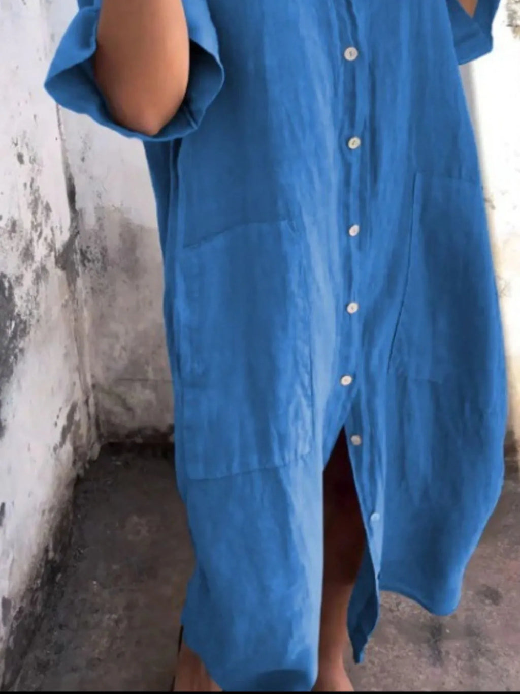 Full Size Casual Linen Button-Down Shirt Dress Plus Size by Trendsi