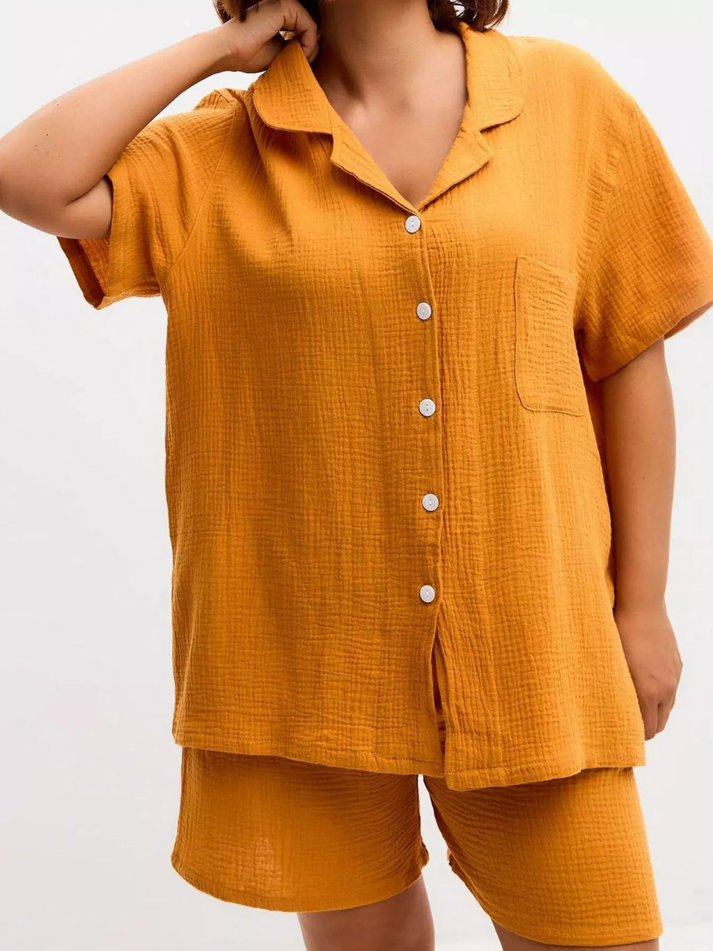 Button Up Short Sleeve Shirt and Shorts Set by Trendsi