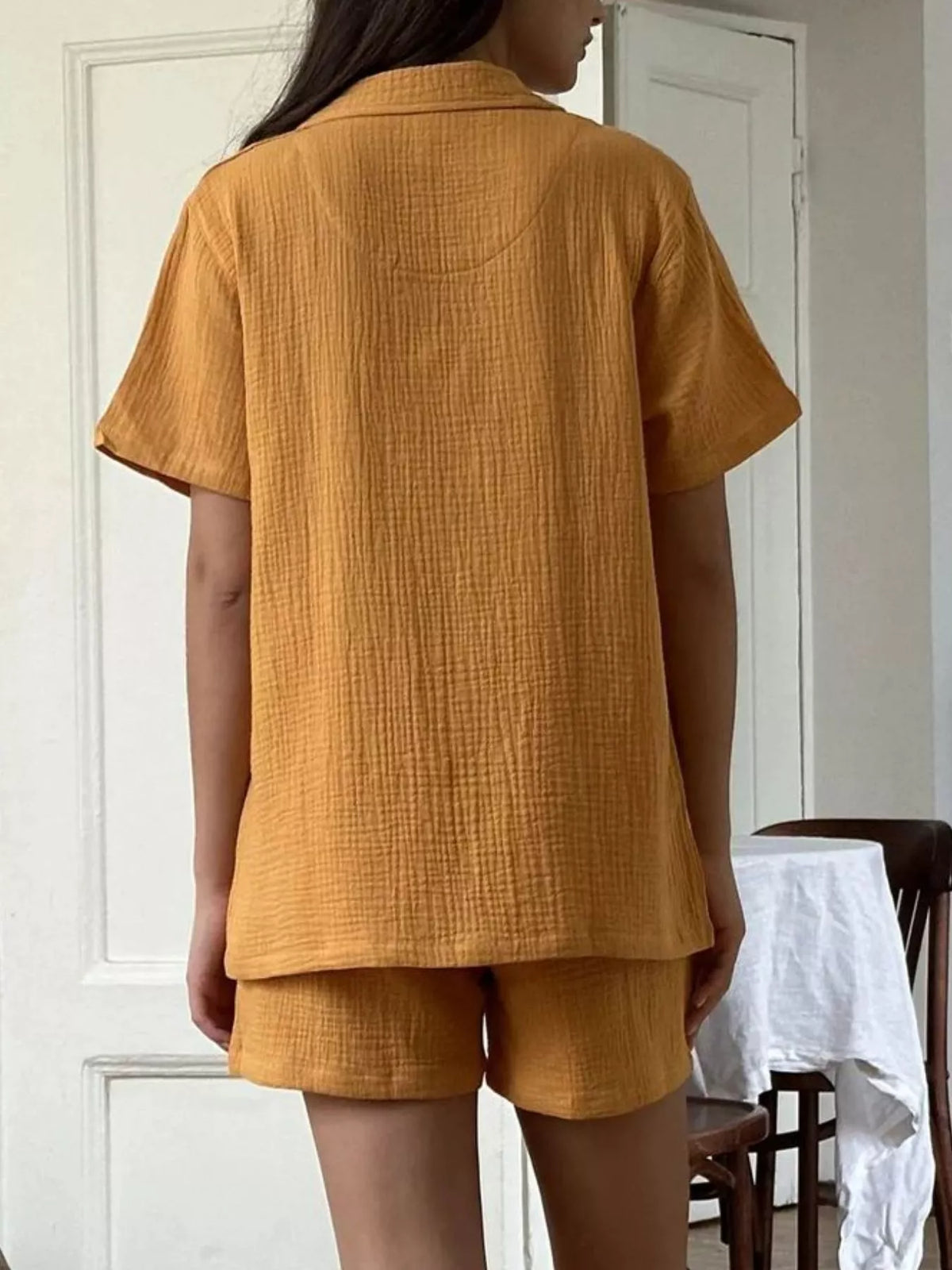 Button Up Short Sleeve Shirt and Shorts Set by Trendsi