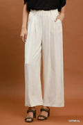 Umgee High Waist Linen Blend Wide Leg Trousers by Trendsi