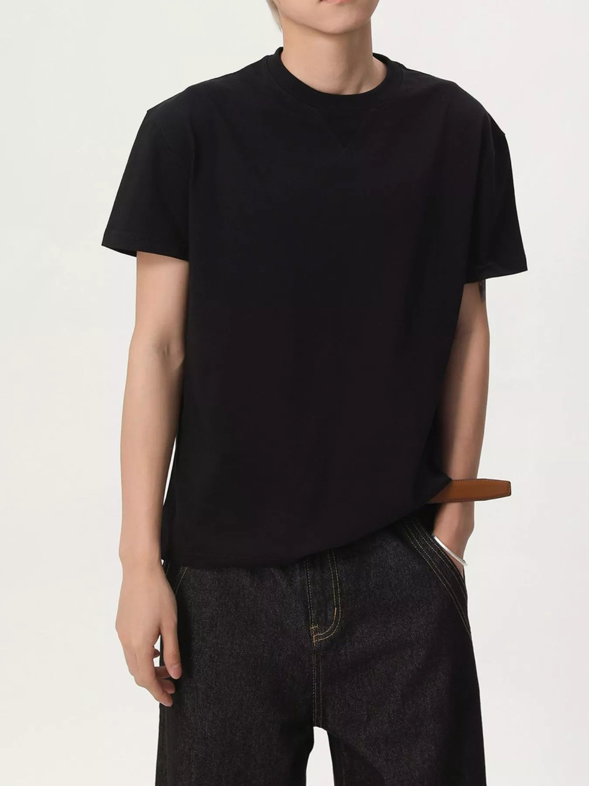 Men's Round Neck Short Sleeve Tee by Trendsi