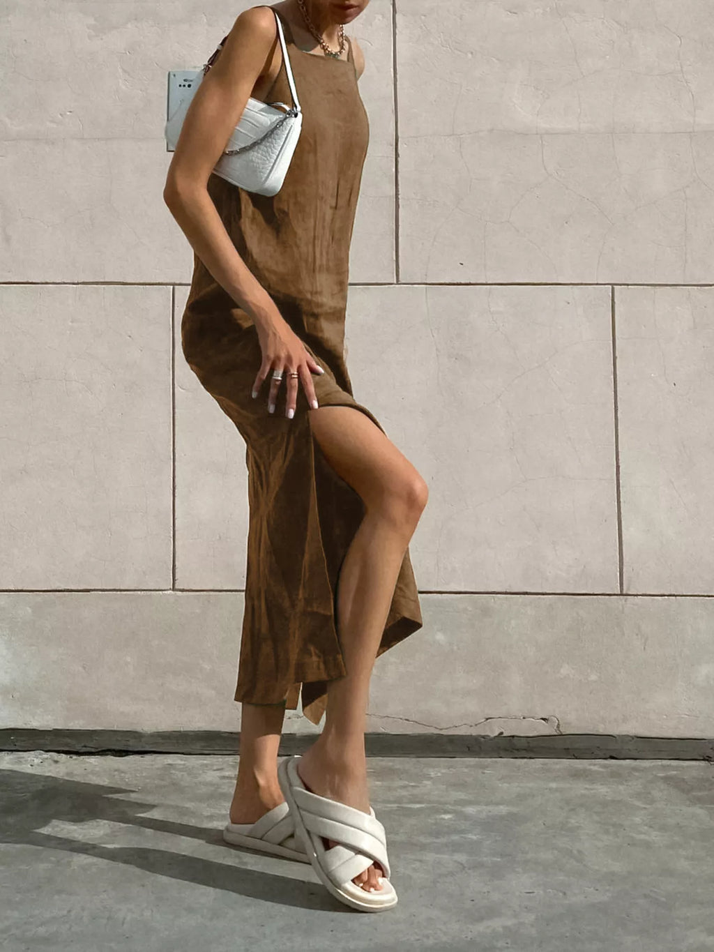 Side Slit Sleeveless Midi Dress by Trendsi