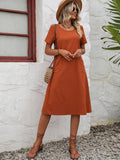 Ivy Lane Round Neck Short Sleeve Dress with Pockets by Trendsi