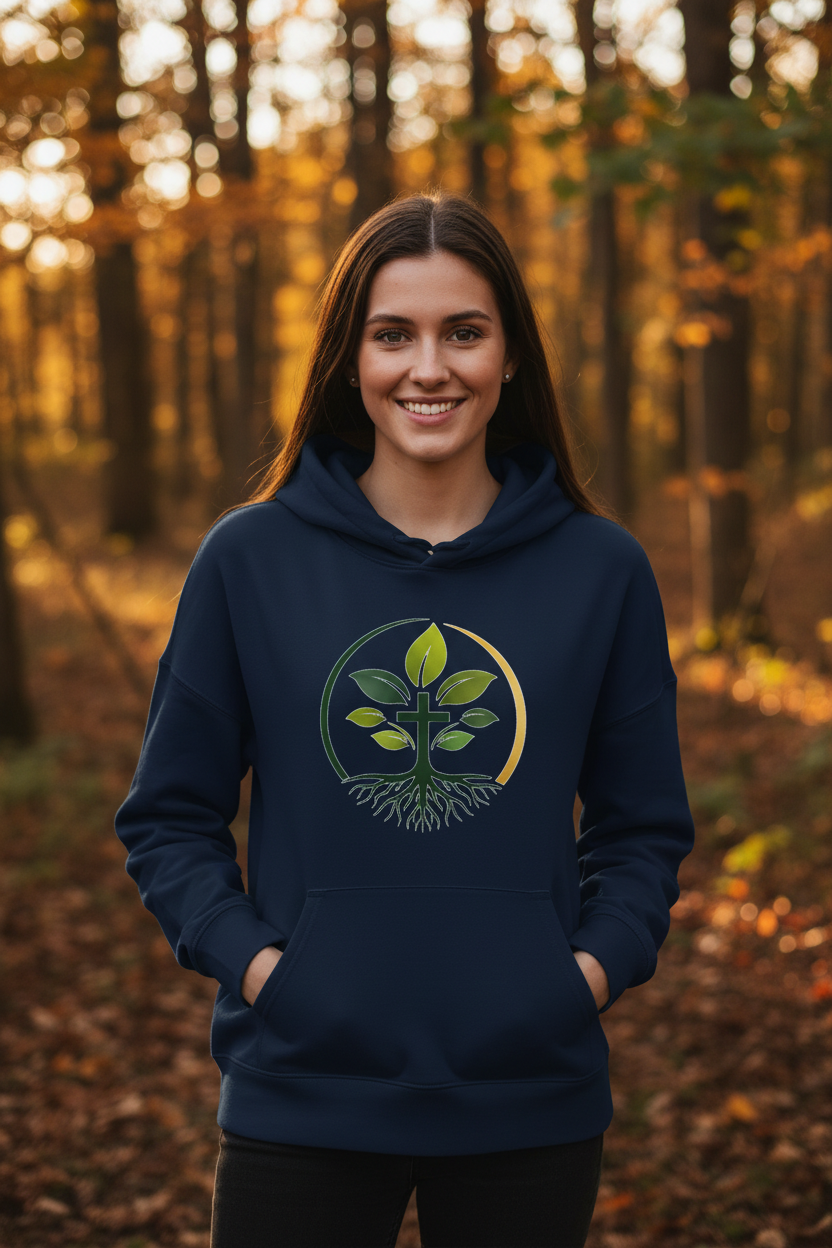 Women's organic mid-weight hoodie by Rooted Wellness