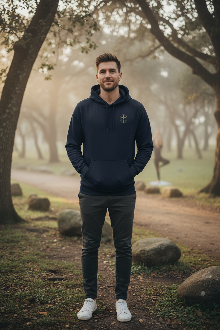 Unisex organic mid-weight hoodie by Rooted Wellness