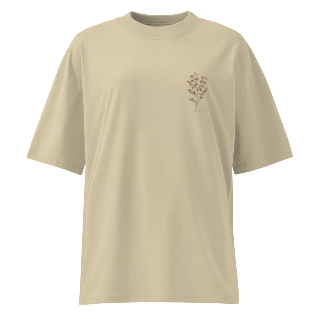Unisex organic oversized high neck t-shirt- Acacia Flower by Rooted Wellness