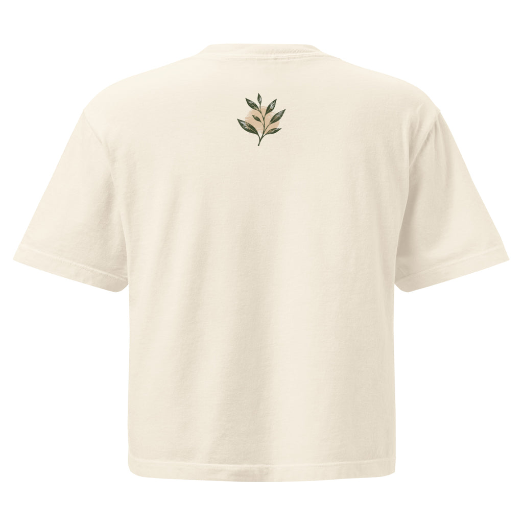 Women’s heavyweight boxy tee "Rooted in Faith" by Rooted Wellness