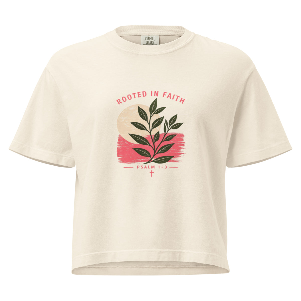 Women’s heavyweight boxy tee "Rooted in Faith" by Rooted Wellness