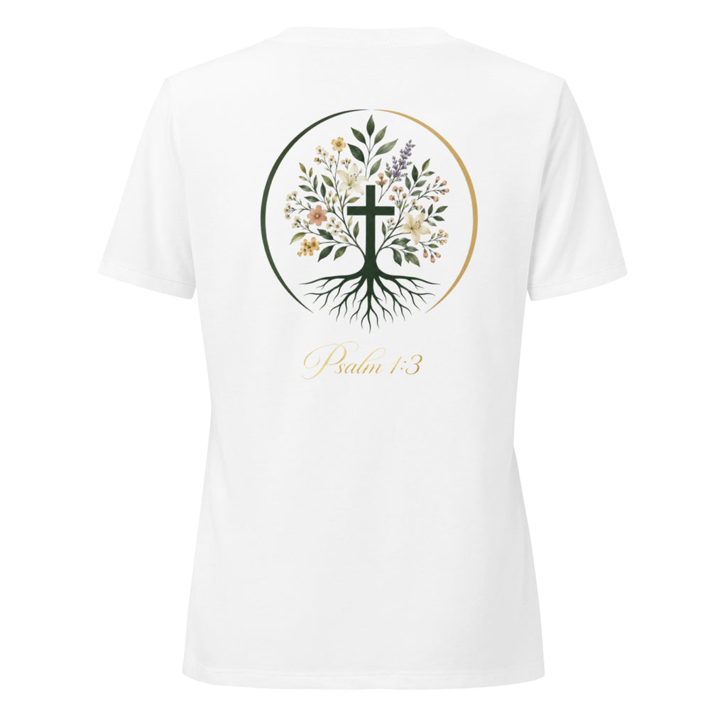 Women’s relaxed v-neck t-shirt by Rooted Wellness